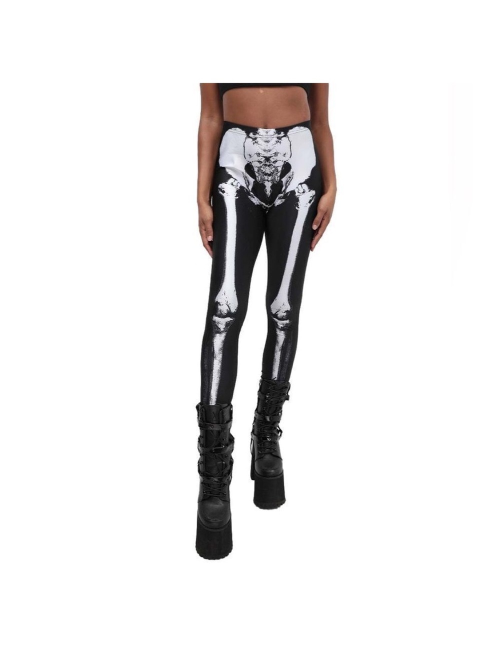 iHeartRaves NWOT Rave/EDM Black & White High-Waist Skeleton Leggings